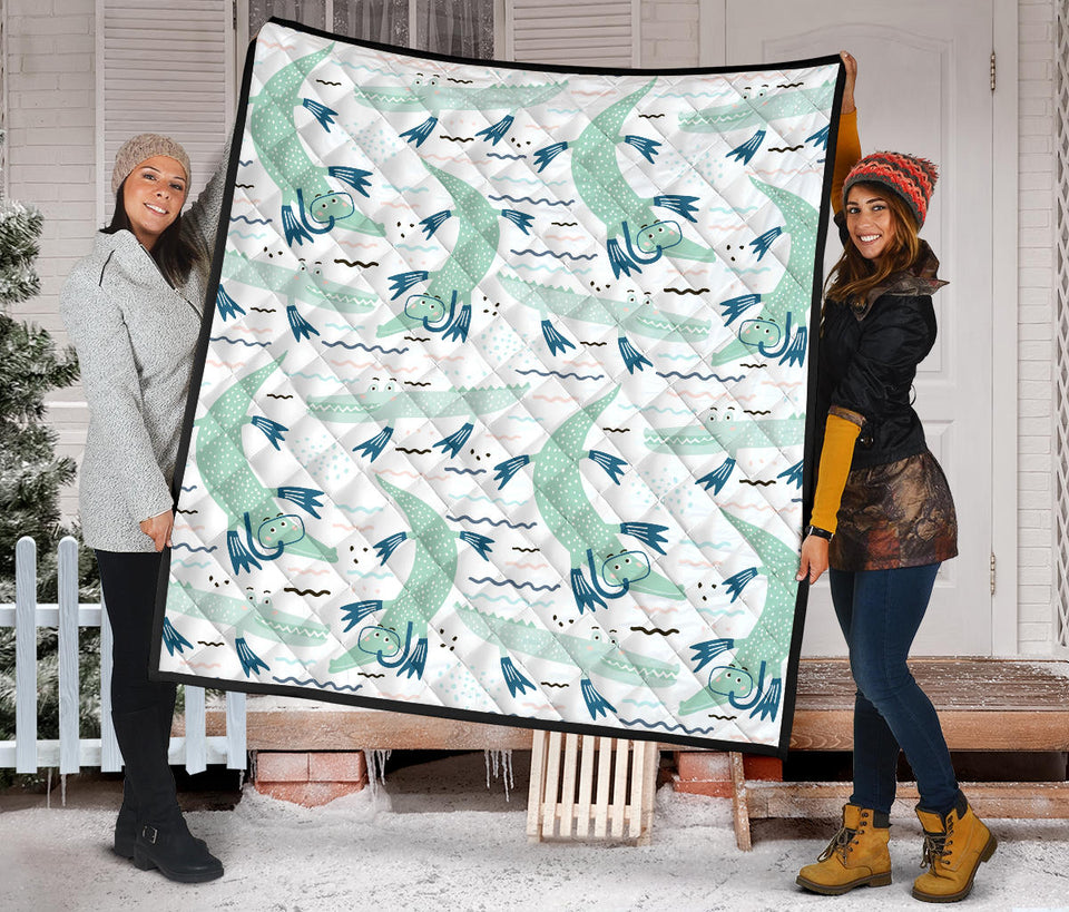 Crocodile Diver Pattern Premium Quilt