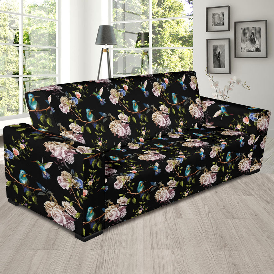 Hummingbird Pattern Print Design 03 Sofa Slipcover
