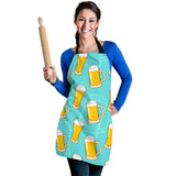 Beer Pattern Green Background Adjustable Apron