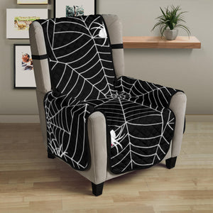 Spider web design pattern Black background white cobweb Chair Cover Protector