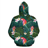 Parrot Palm Tree Leaves Flower Hibiscus Pattern Men Women Pullover Hoodie