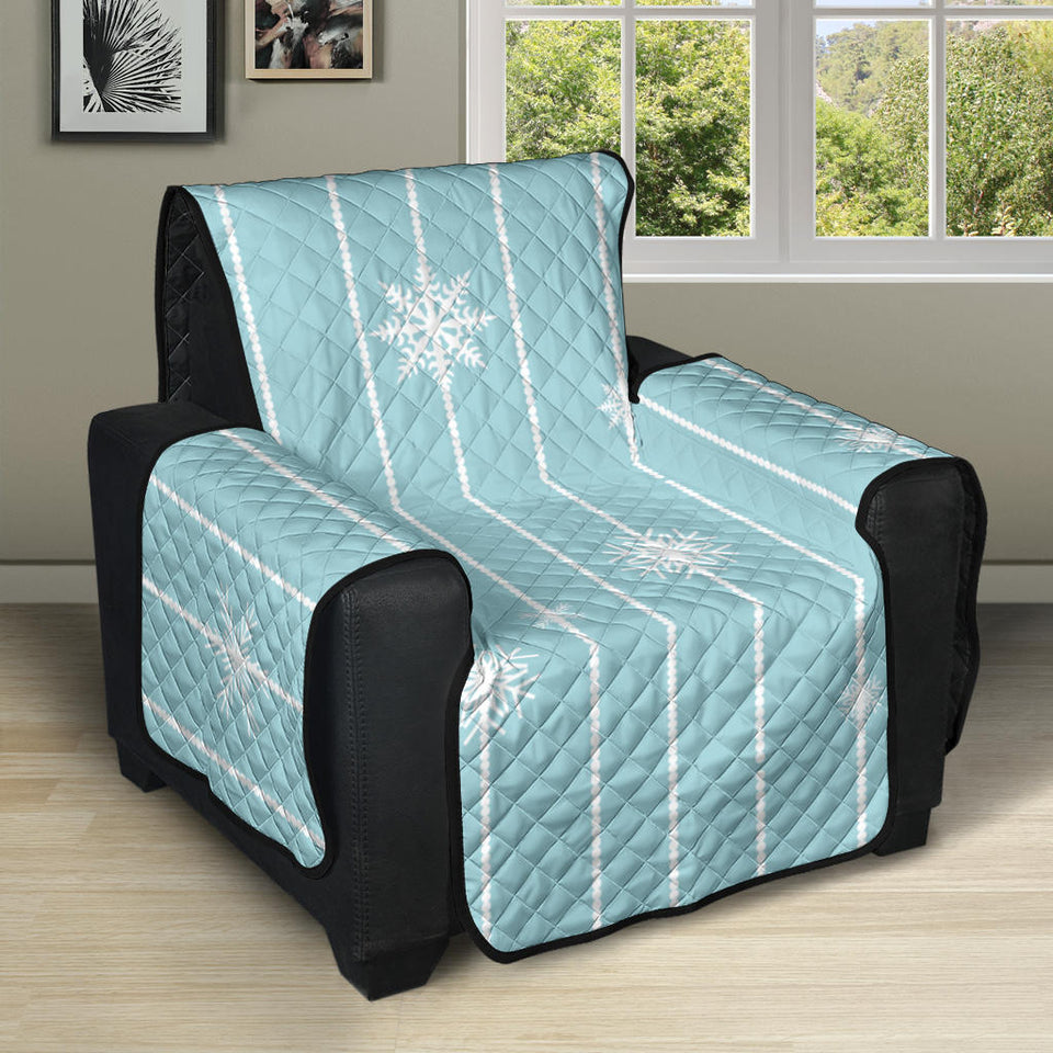 Snowflake pattern blue stripe background Recliner Cover Protector