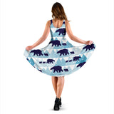 Polar Bear Winter Snow Pattern Sleeveless Midi Dress