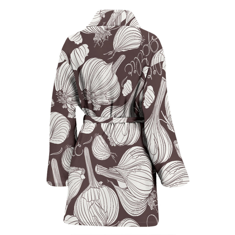 Garlic Bulb Dark Background Women'S Bathrobe