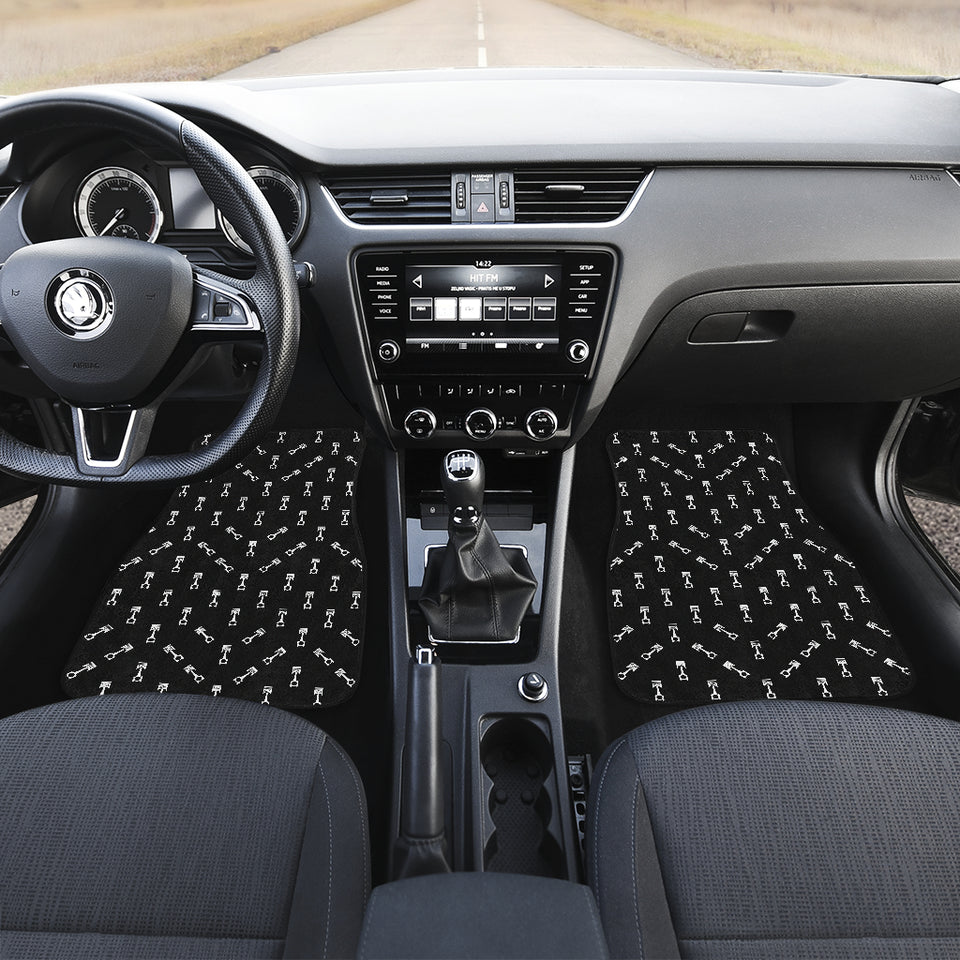 Engine Piston Black Theme Pattern Print Design 03 Front Car Mats