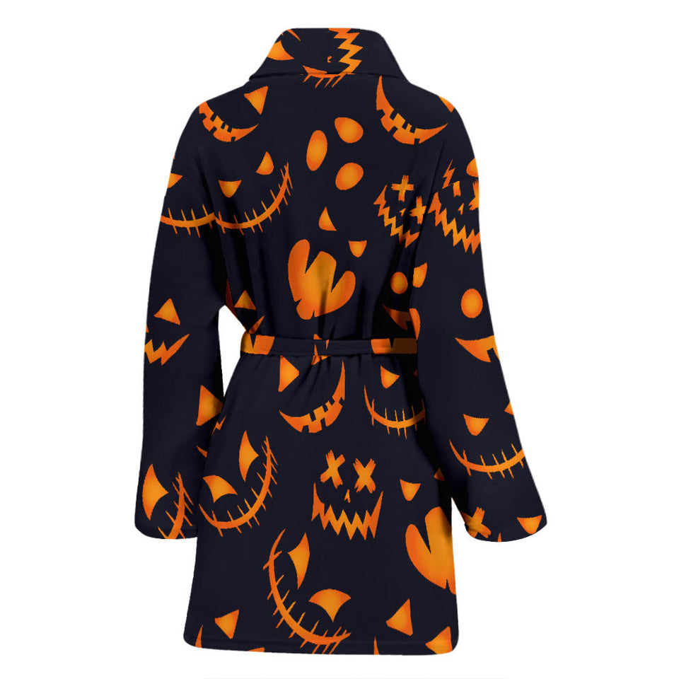 Halloween Pattern Pumpkin Background Women'S Bathrobe