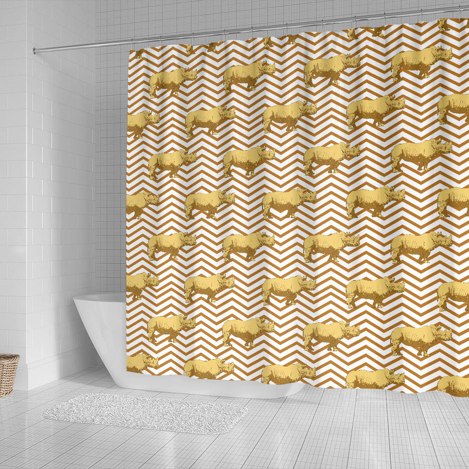Rhino Yellow Theme Pattern Shower Curtain Fulfilled In US