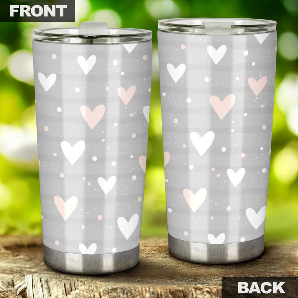 Heart Pattern Gray Background Tumbler