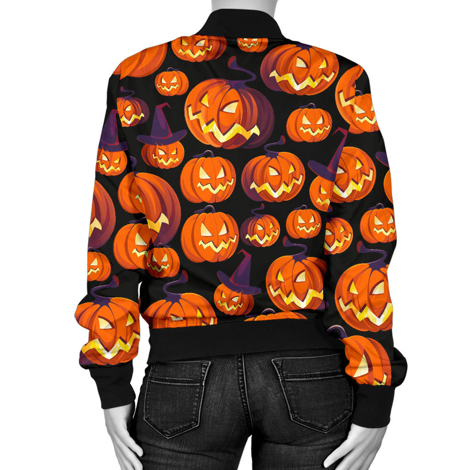 Halloween Pumpkin Pattern Women'S Bomber Jacket