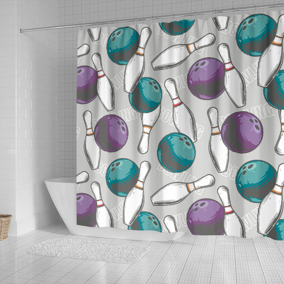 Bowling Ball And Pin Gray Background Shower Curtain Fulfilled In US