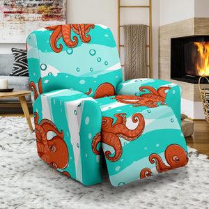 Octopuses Sea Wave Background Recliner Chair Slipcover