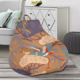 Bonsai Bamboo Stork Japanese Pattern Brown Theme Bean Bag Cover