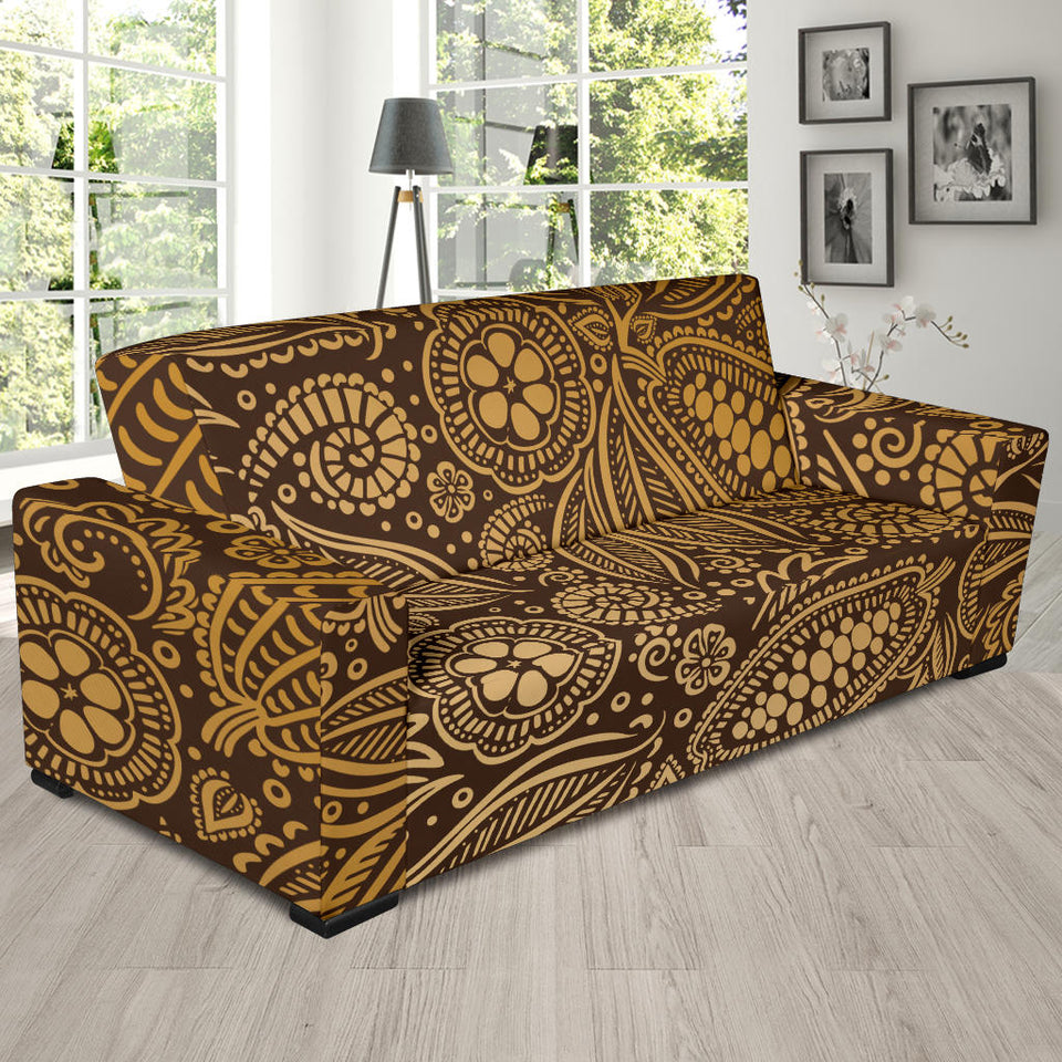 Cocoa Beans Tribal Polynesian Pattern Background Sofa Slipcover