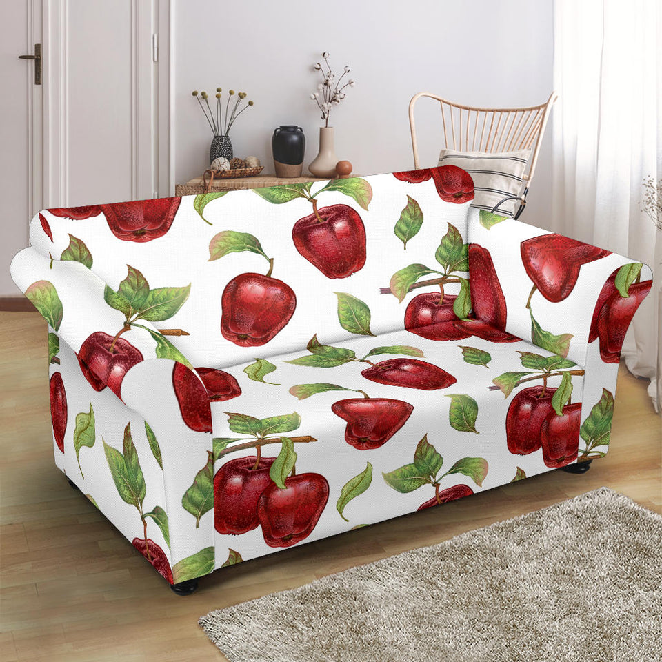 Red Apples Pattern Loveseat Couch Slipcover