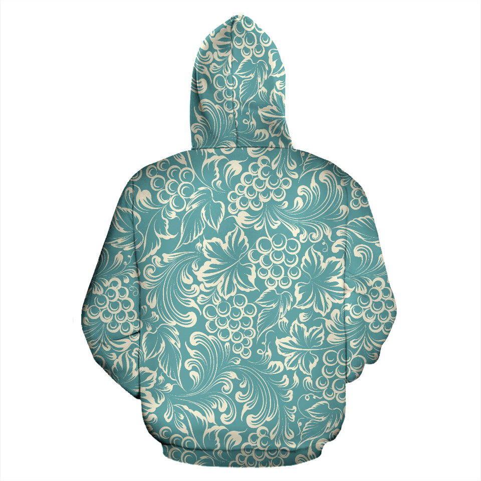 Classic Hand Drawn Grape Pattern Zip Up Hoodie
