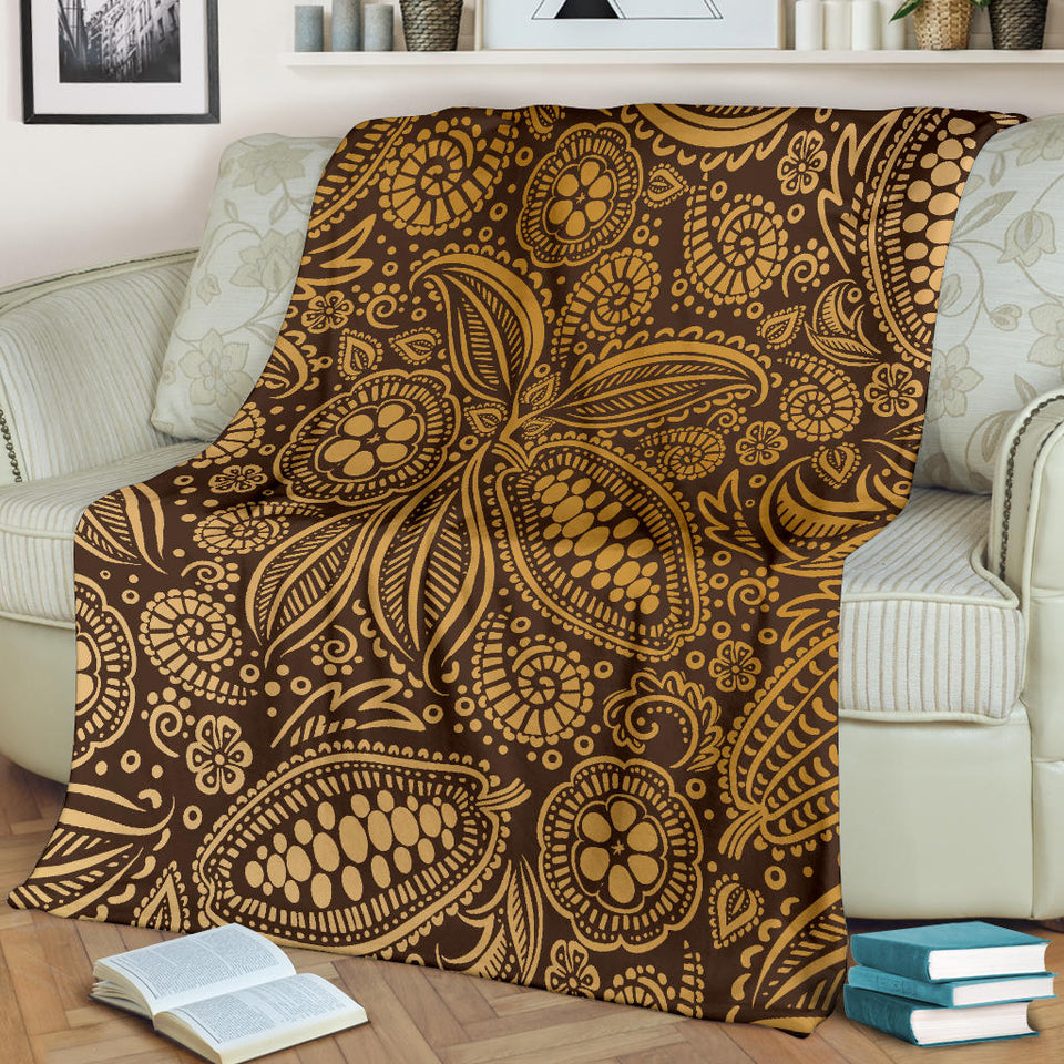 Cocoa Beans Tribal Polynesian Pattern Background Premium Blanket