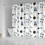 Hand Drawn Space Elements Space Rocket Star Planet Space Probe Shower Curtain Fulfilled In US