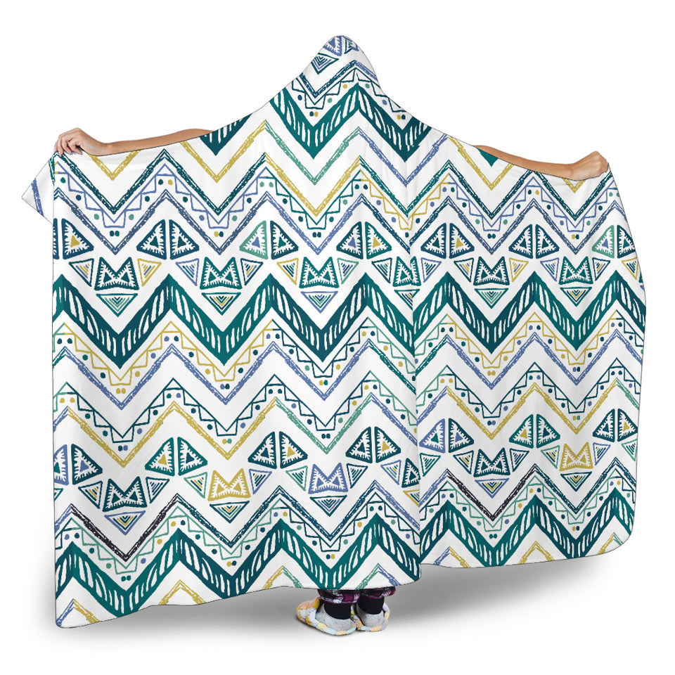 Zigzag  Chevron Paint Design Pattern Hooded Blanket