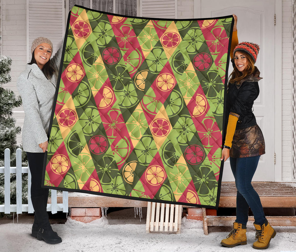 Cool Geometric Lime Pattern Premium Quilt