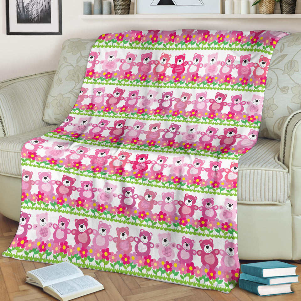 Teddy Bear Pattern Print Design 04 Premium Blanket