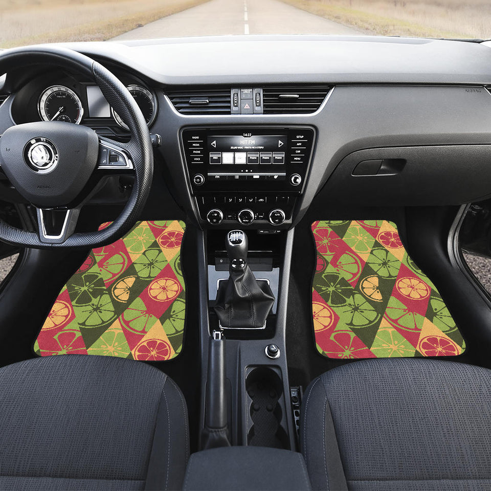 Cool Geometric Lime Pattern Front And Back Car Mats