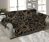 luxurious gold lotus waterlily black background Sofa Cover Protector