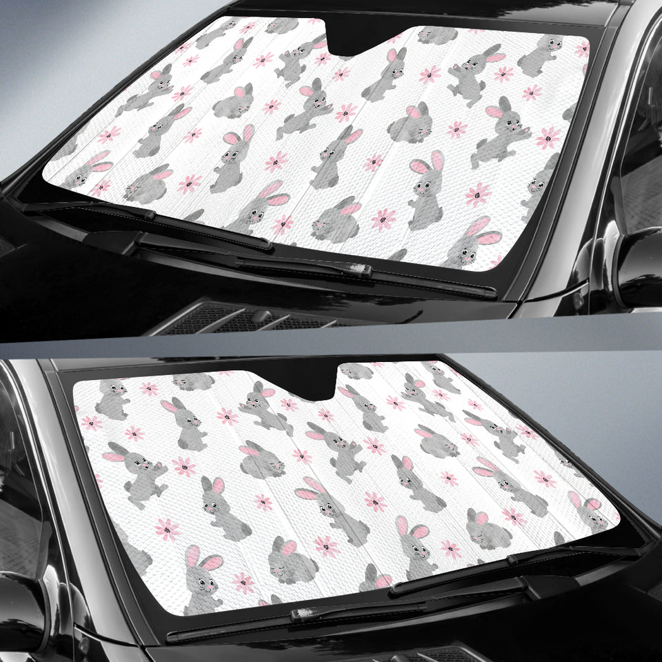 Watercolor Cute Rabbit Pattern Car Sun Shade