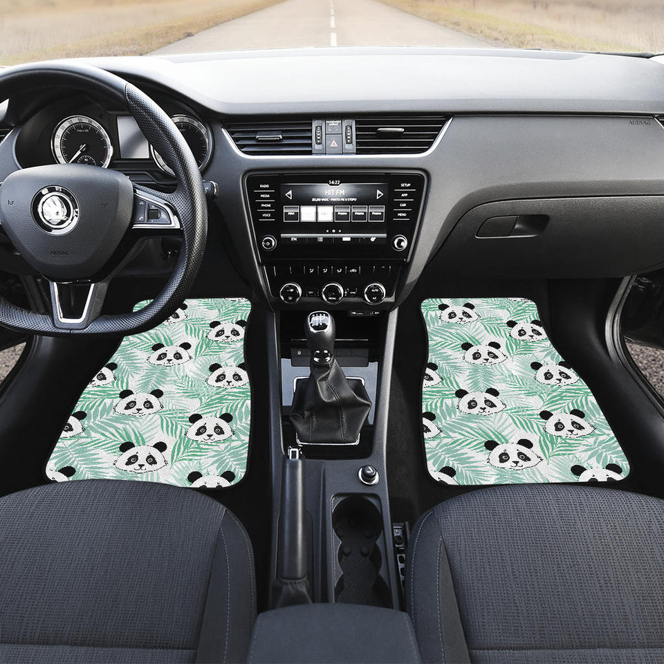 Panda Pattern Tropical Leaves Background Front Car Mats