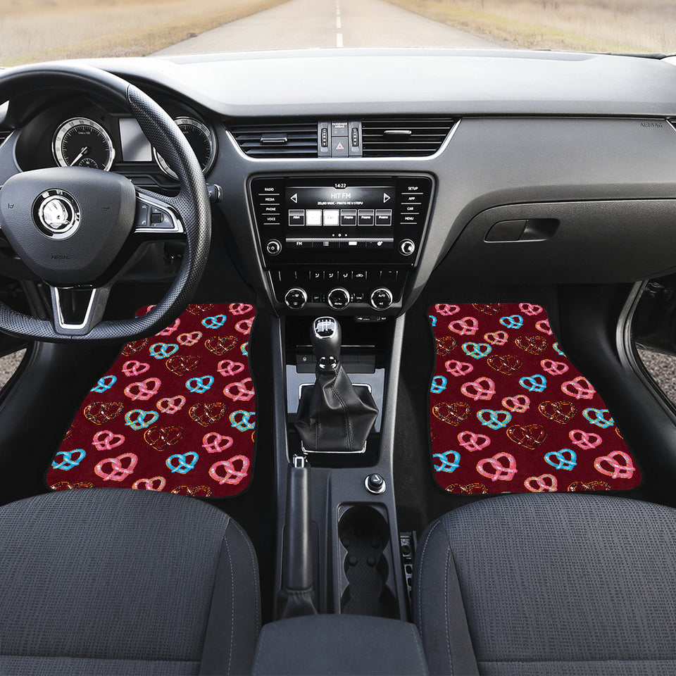 Pretzels Pattern Print Design 05 Front and Back Car Mats
