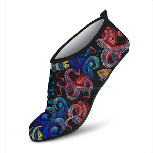 Octopus Sea Wave Tropical Fishe Pattern Aqua Shoes