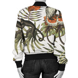 Monkey Red Hibiscus Flower Palm Leaves Floral Pattern Women'S Bomber Jacket