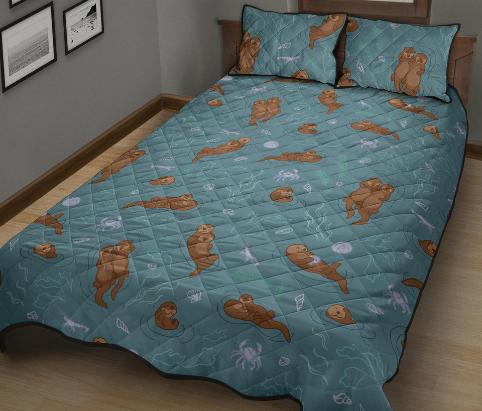 Sea otters pattern Quilt Bed Set