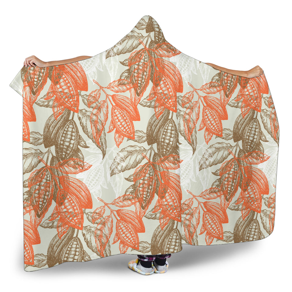 Cocoa Beans Cocoa Tree Pattern Hooded Blanket