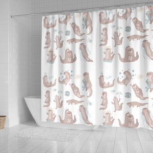 Cute Sea Otters Pattern Shower Curtain Fulfilled In US