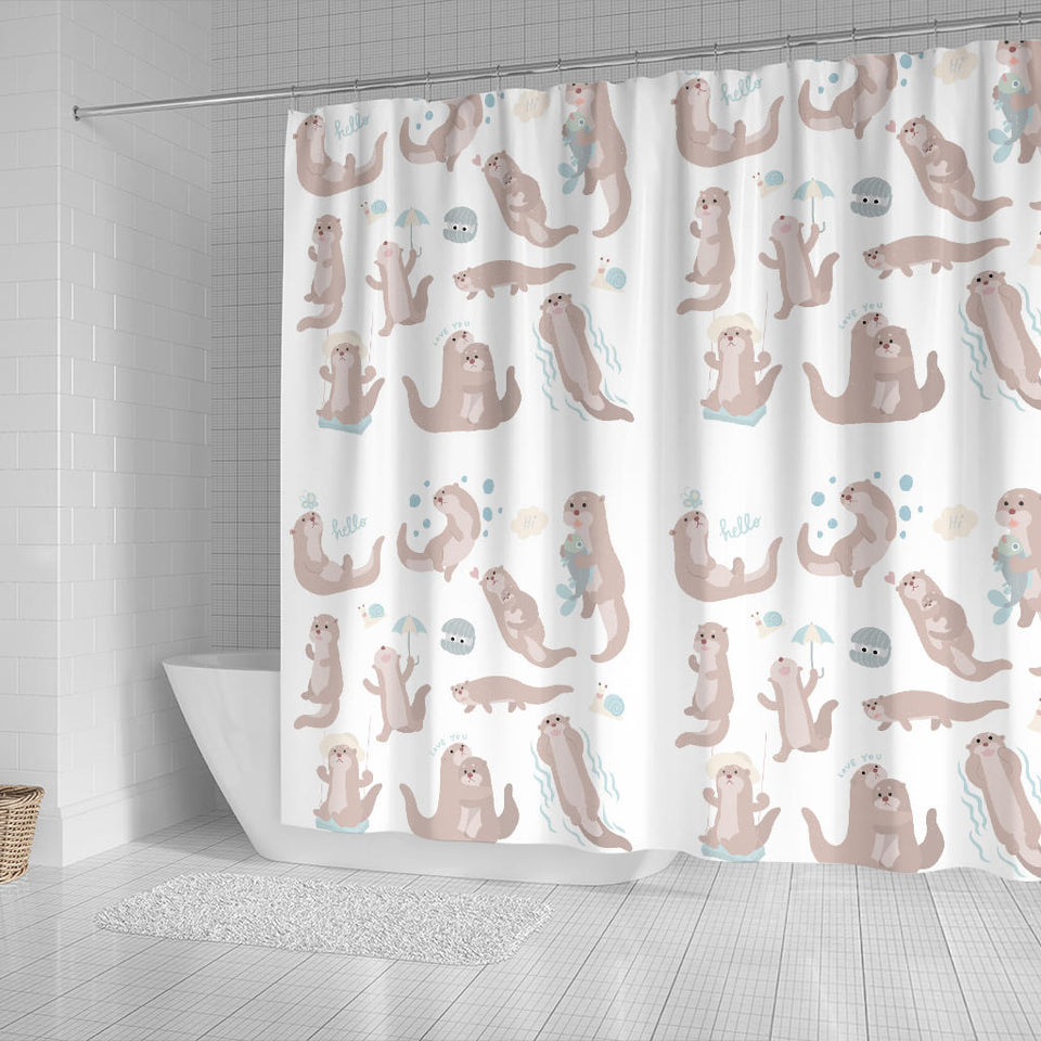 Cute Sea Otters Pattern Shower Curtain Fulfilled In US