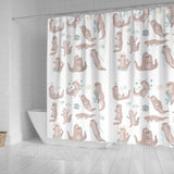 Cute Sea Otters Pattern Shower Curtain Fulfilled In US