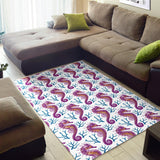 Purple Seahorse Blue Coral Pattern Area Rug