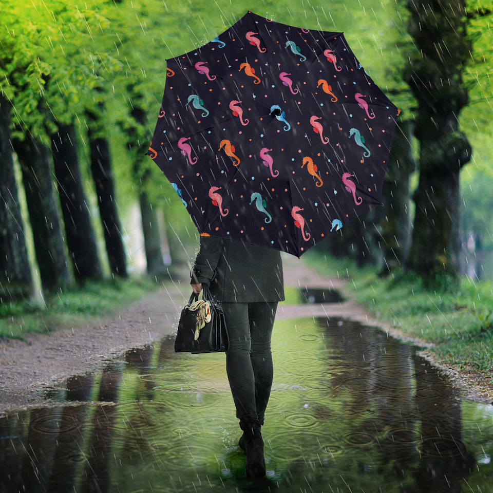 Watercolor Colorful Seahorse Pattern Umbrella
