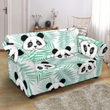 Panda Pattern Tropical Leaves Background Loveseat Couch Slipcover