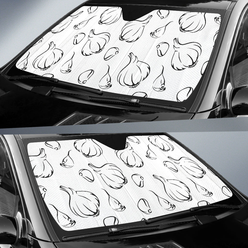 Garlic Pattern Black White Car Sun Shade