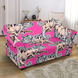 Chameleon Lizard Pattern Pink Background Loveseat Couch Slipcover