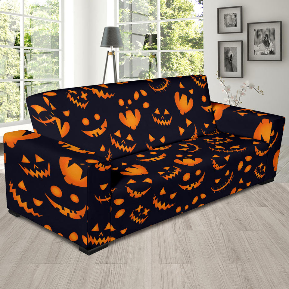 Halloween Pattern Pumpkin Background Sofa Slipcover