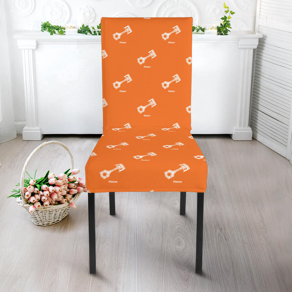 Engine Piston Orange Background Pattern Print Design 05 Dining Chair Slipcover