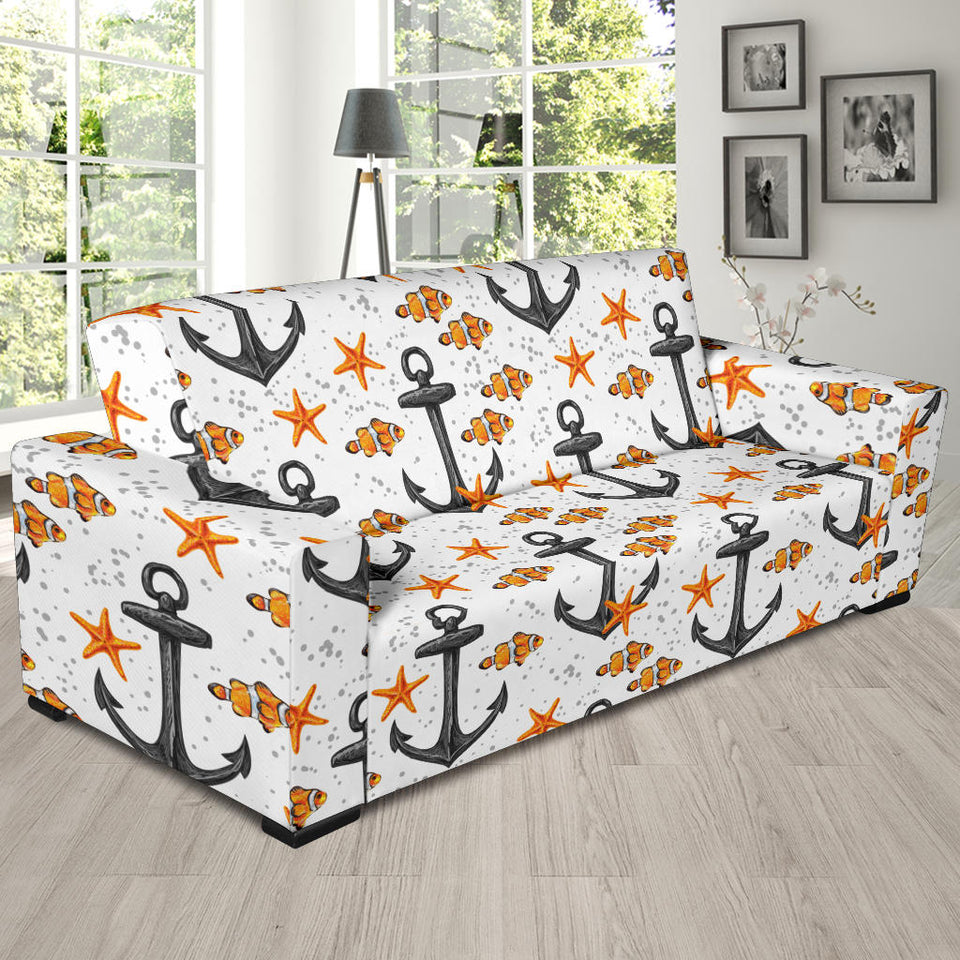 Clown Fish Pattern Print Design 02 Sofa Slipcover
