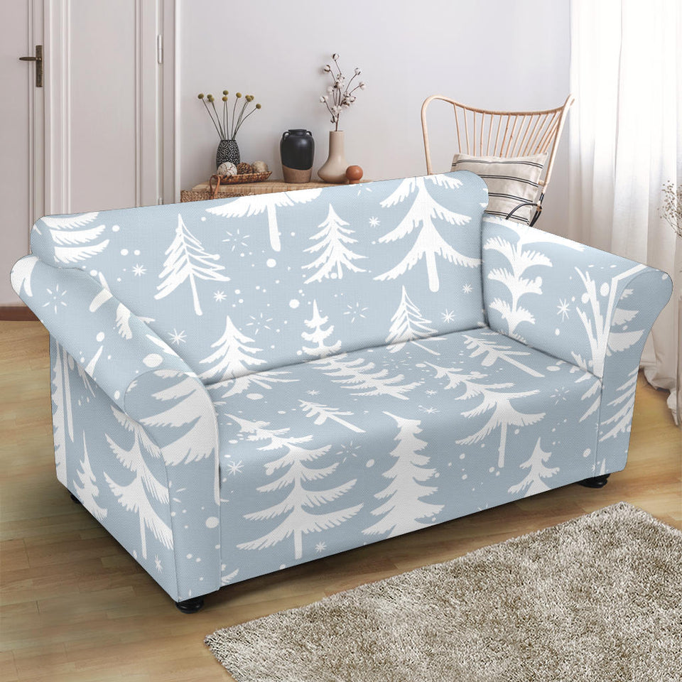 Christmas Tree Winter Forest Pattern Loveseat Couch Slipcover