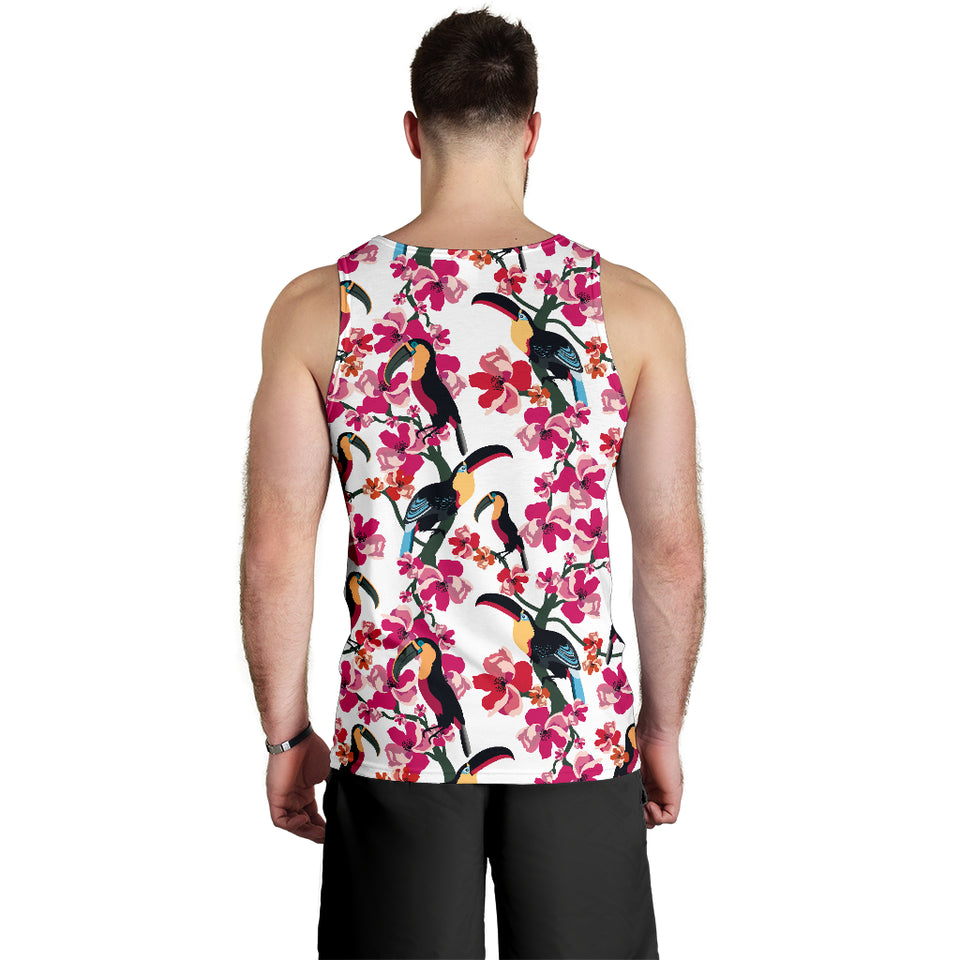 Toucan flower design pattern Men Tank Top