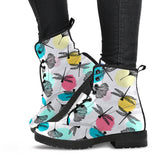 Dragonflies Ginkgo Leaves Pattern Leather Boots