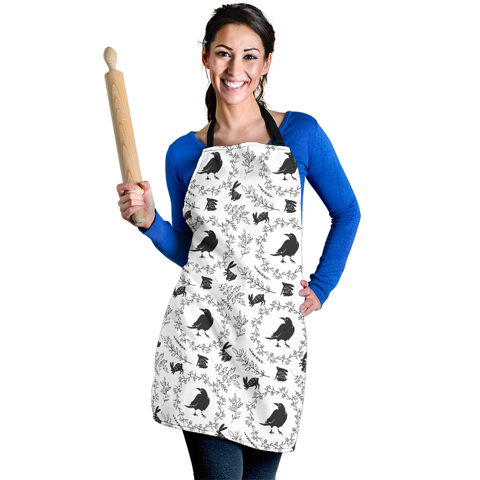 Crows Floral Wreath Rabbit Pattern Adjustable Apron