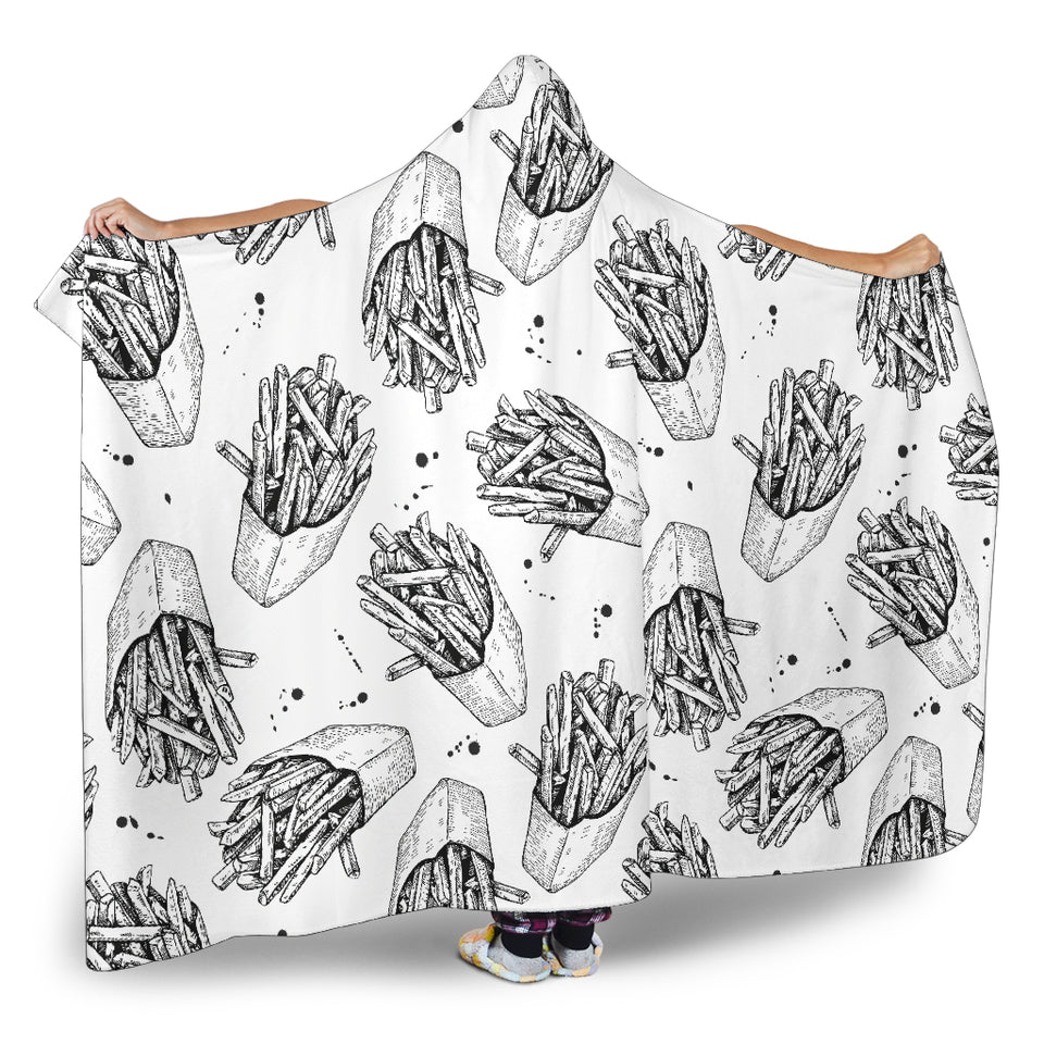 Hand Drawn French Fries Pattern Hooded Blanket