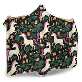 Unicorns Forest Background Hooded Blanket
